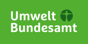 Auf einem grünen Hintergrund stehen die Wörter "Unwelt" und "Bundesamt". Oben rechts sieht man eine Grafik mit einem stilisierter Figur in einem dunkelgrünen Kreis..